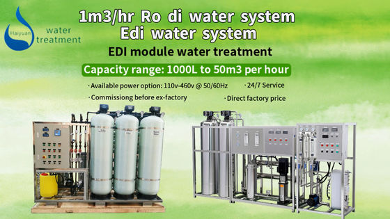 หน่วย EDI ปราศจากแร่ธาตุสำหรับระบบบำบัดน้ำบริสุทธิ์ 1TPH